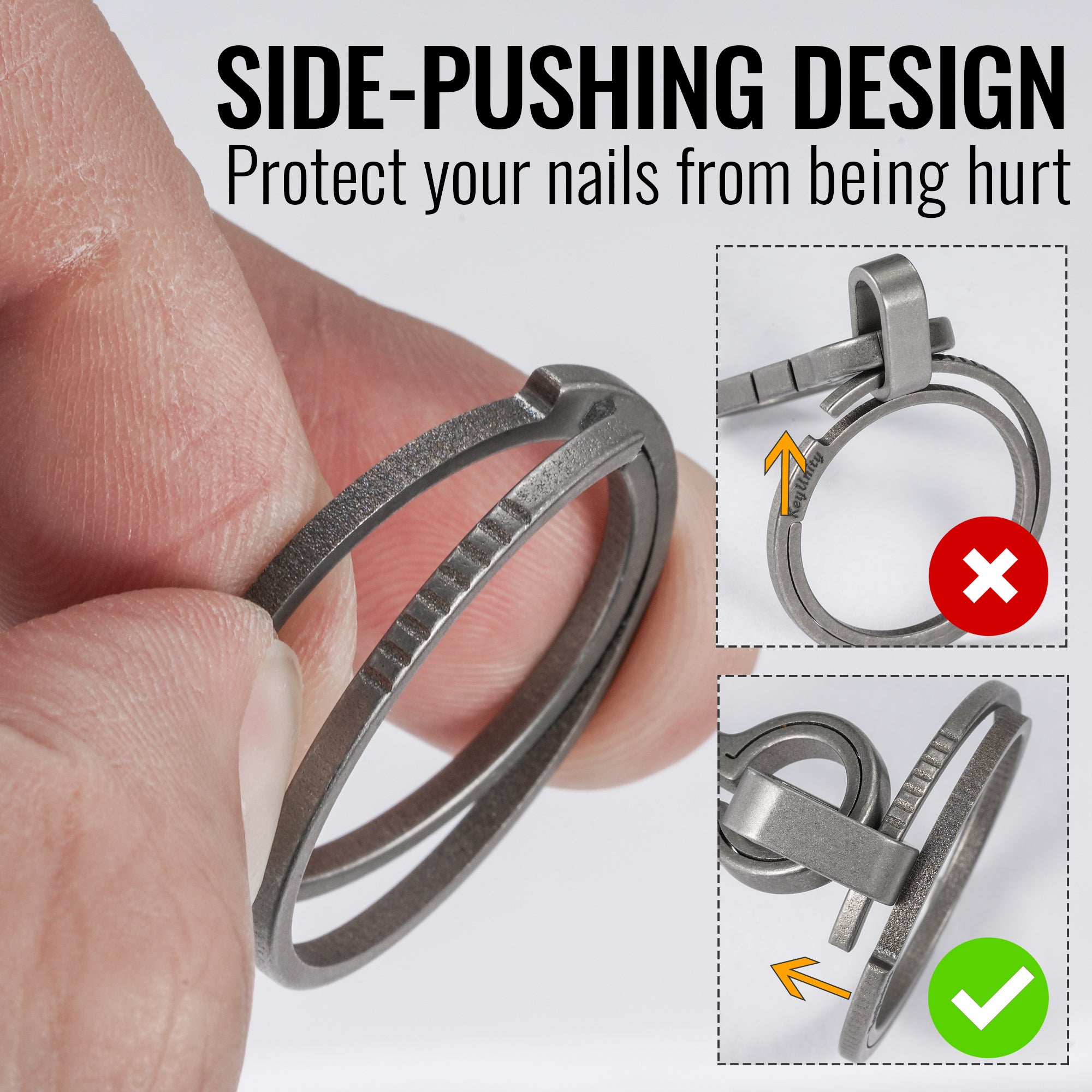 KeyUnity KA18 Titanium Flat Key Rings (1L)