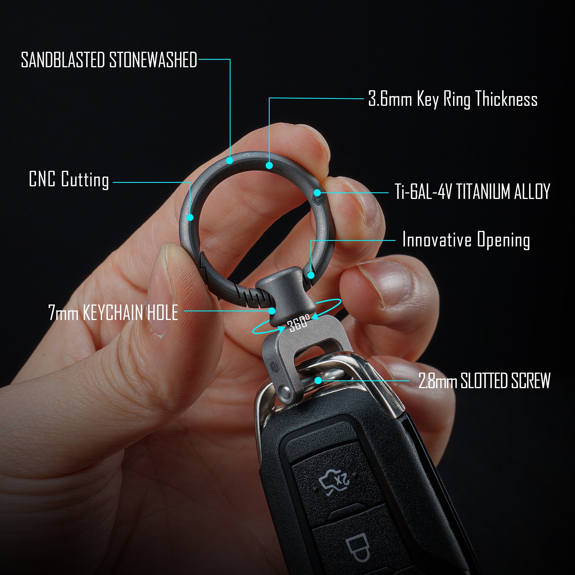 KA36 Titanium Side Pushing Key Ring