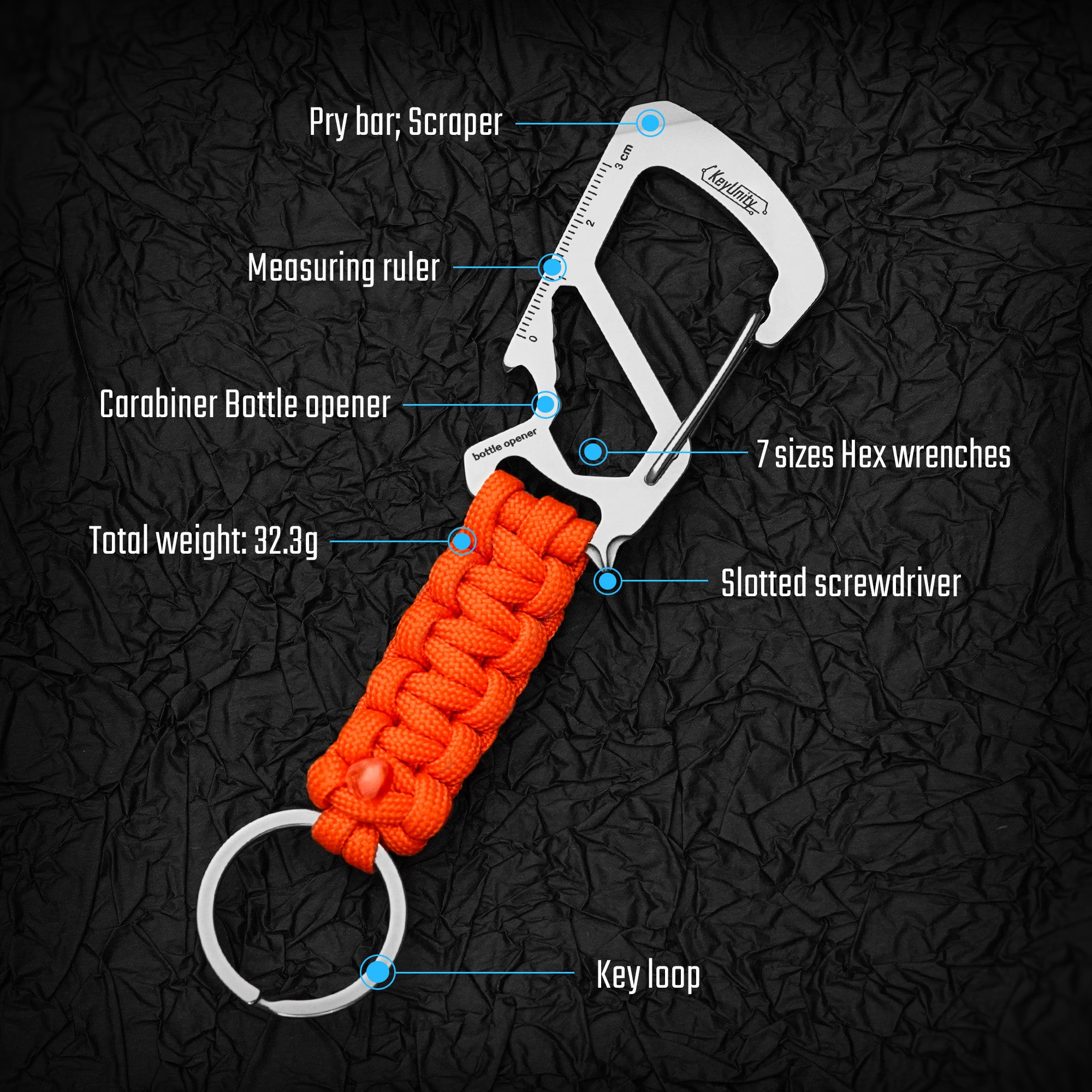 KC00 Handmade Woven Keychain Lanyard (Orange)