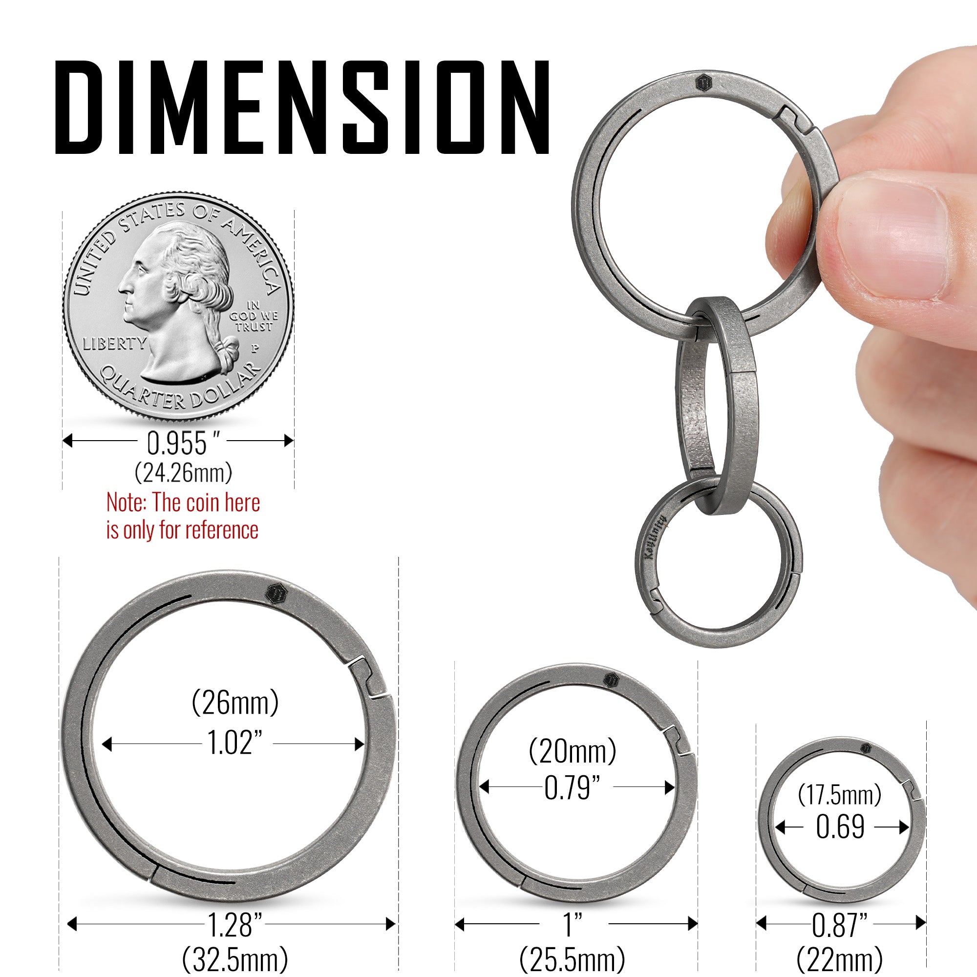 KA26 Titanium Side Pushing Key Ring