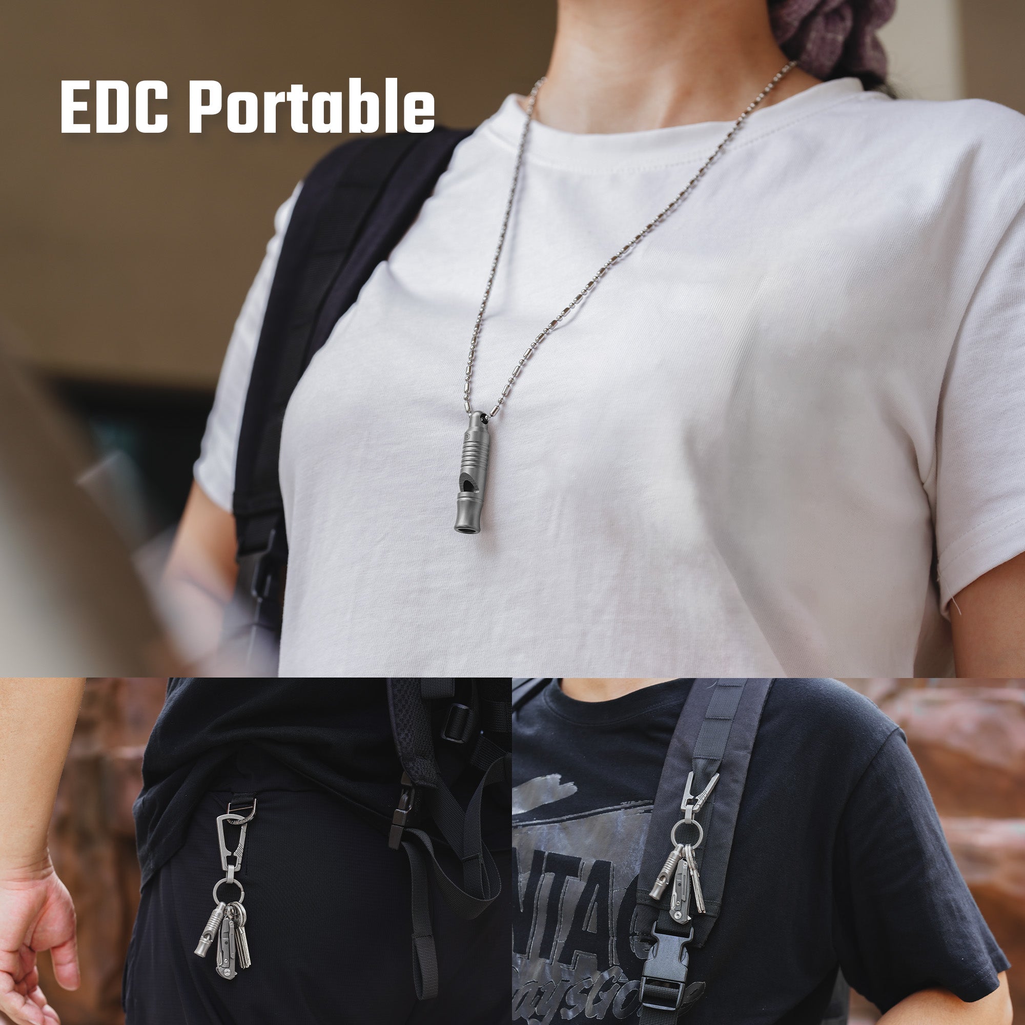 KeyUnity KA56 Titanium Whistle with Lanyard