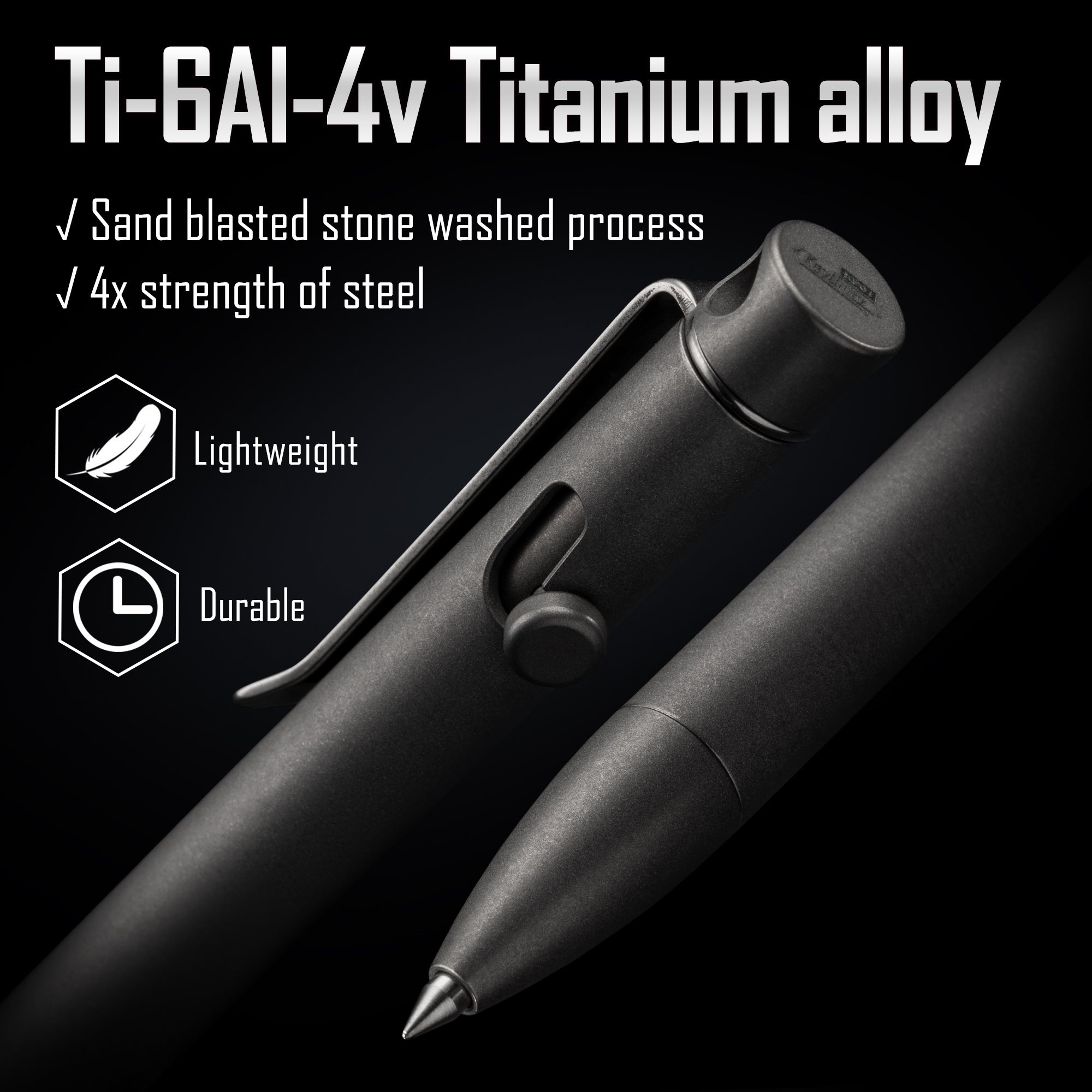 KP01 Titanium Alloy Bolt Action Pen （BLACK）