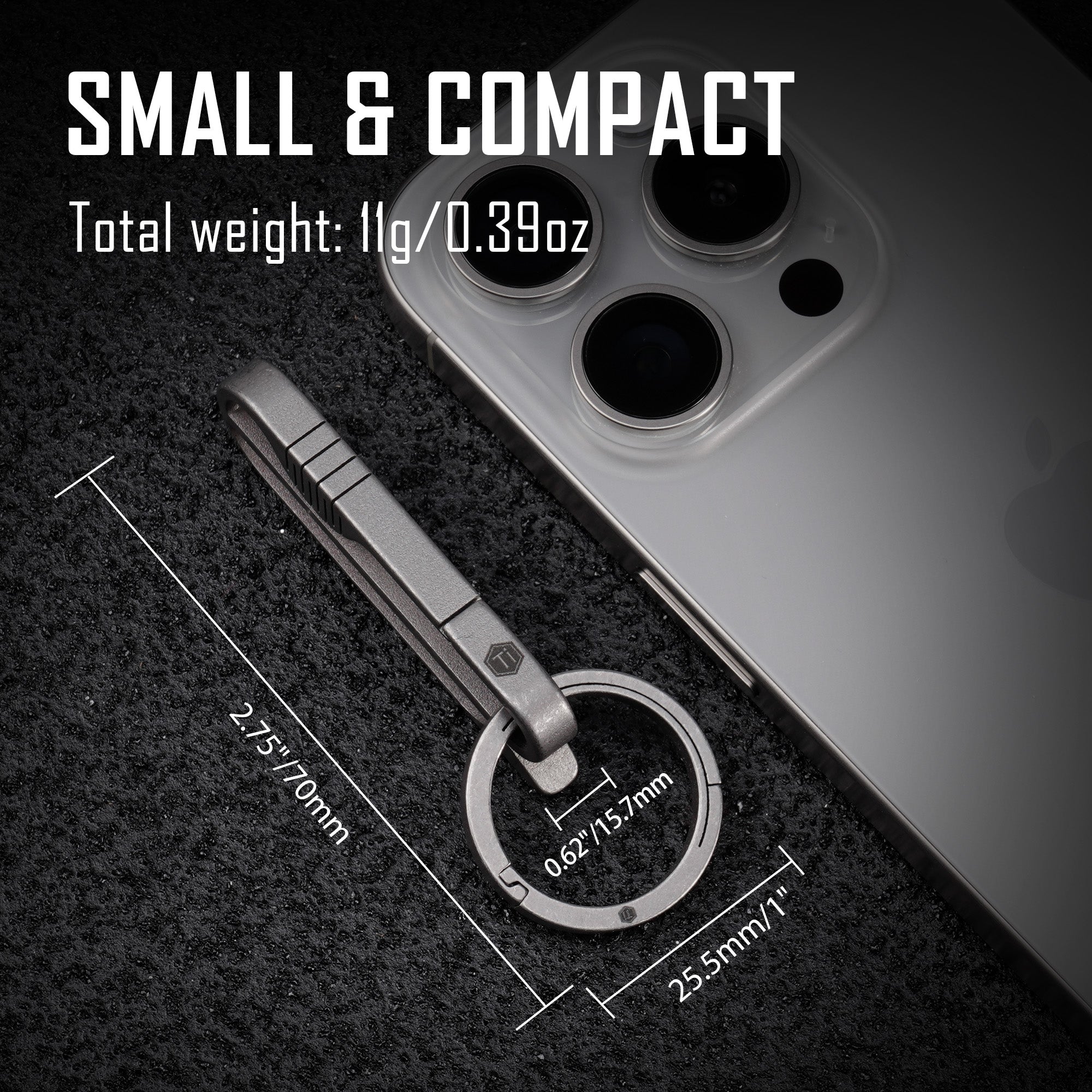 KM20SW Titanium Keychain Clip with Removable Key Ring