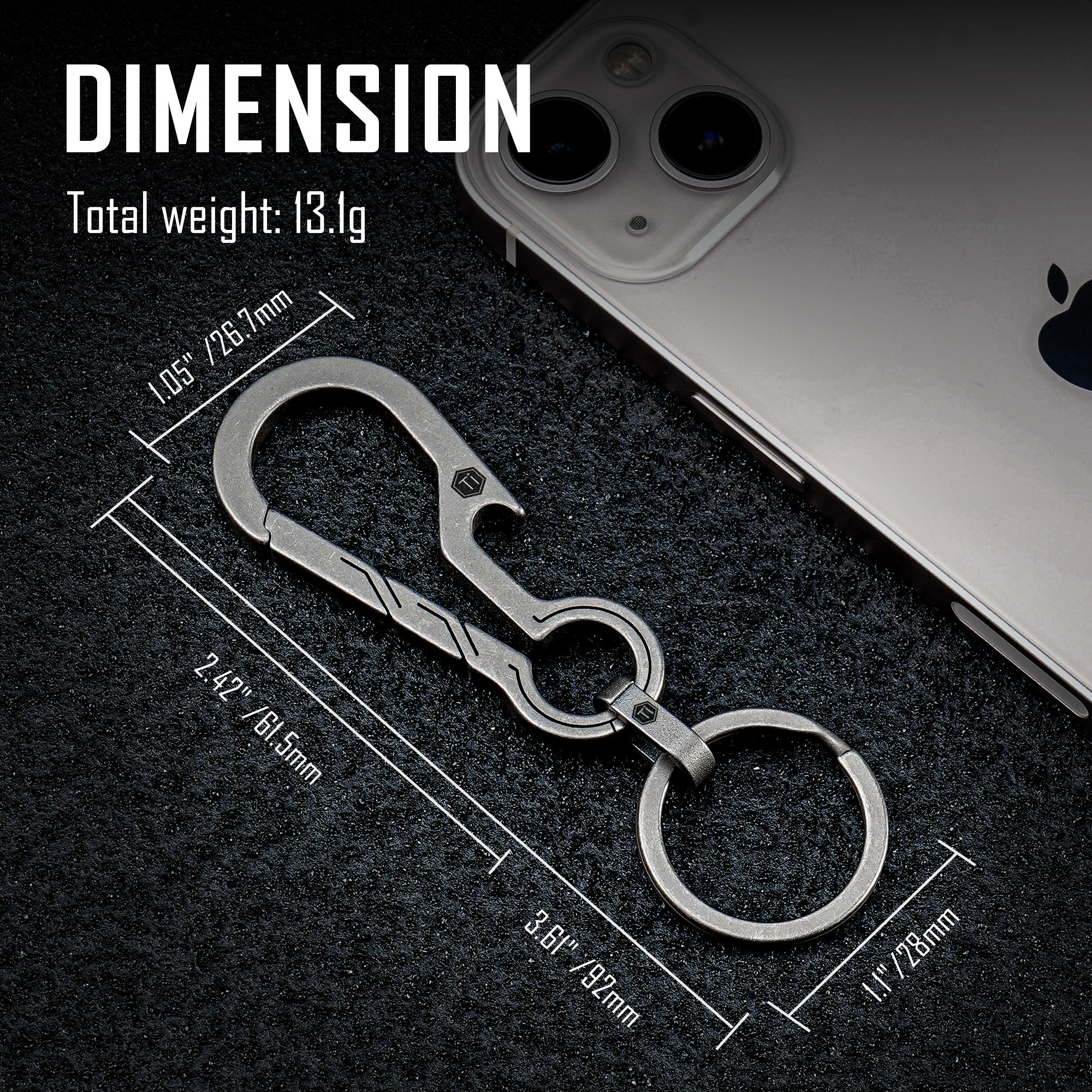 KM01M Titanium Keychain Clip with Bottle Opener