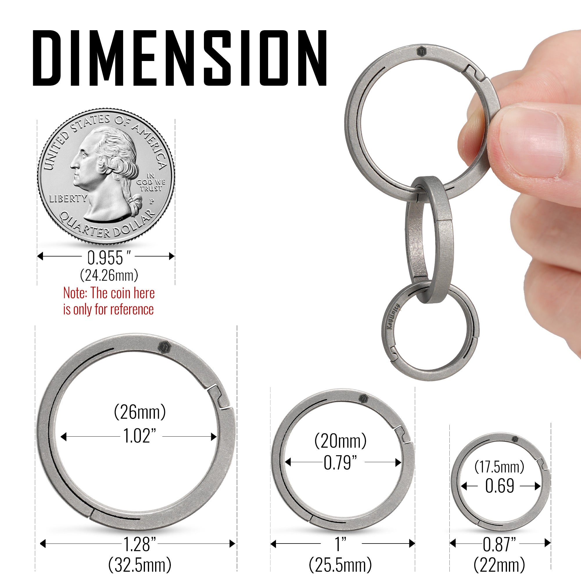 KA26 Titanium Side Pushing Key Ring