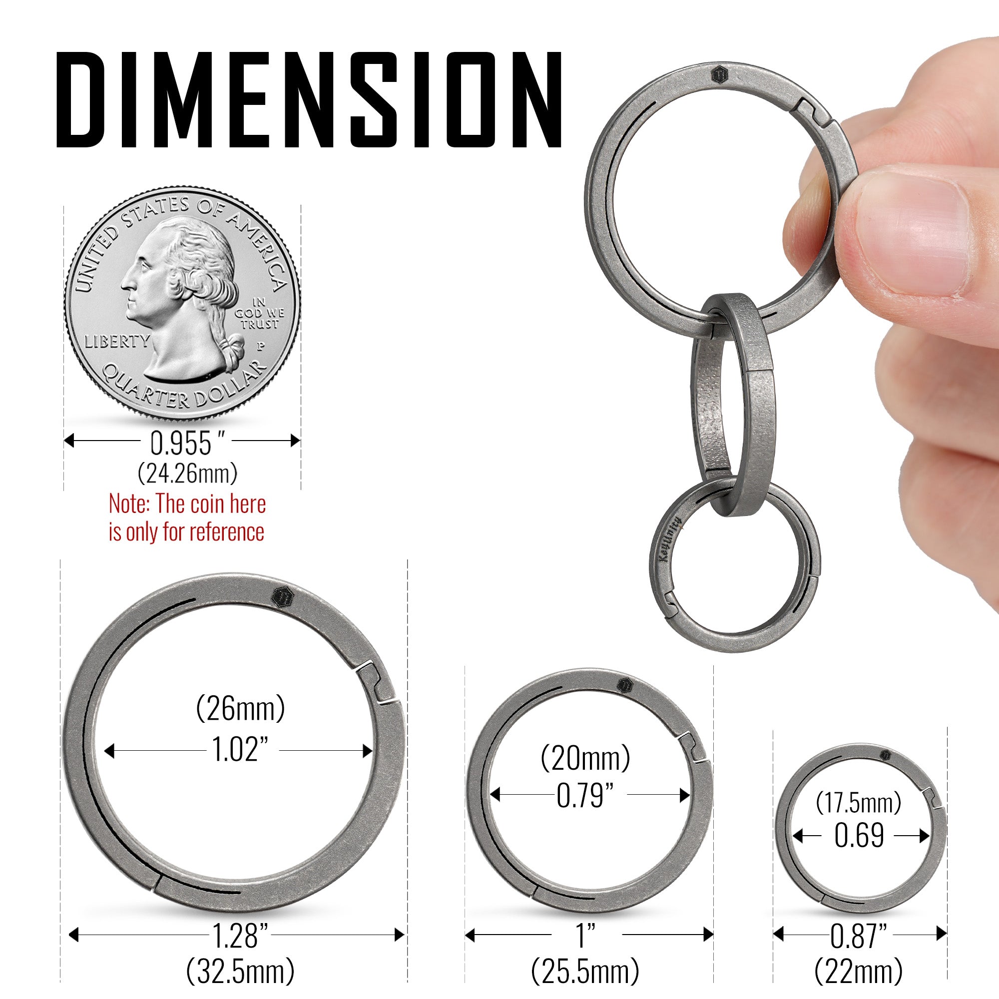 KA26 Titanium Side Pushing Key Ring