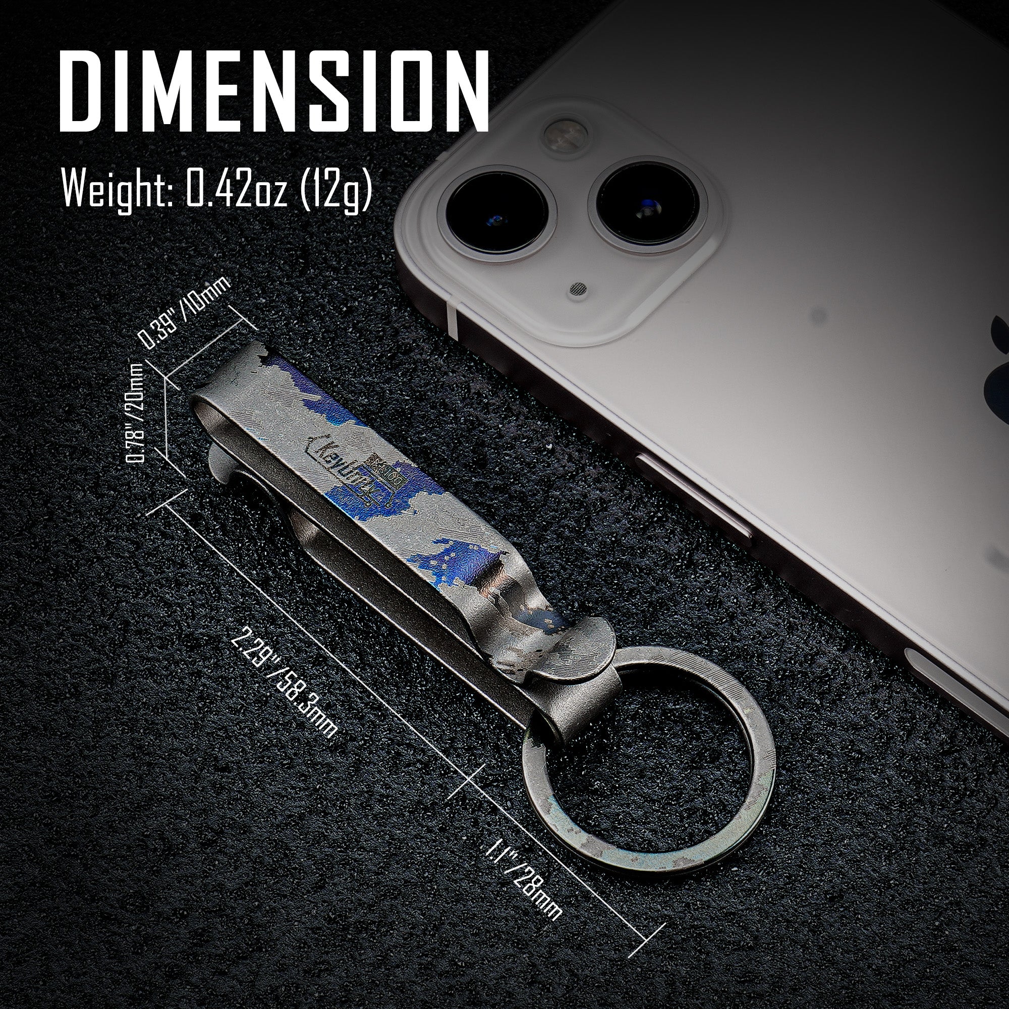 KM00 Titanium Alloy Keychain Belt Clip (Laser engraved pattern)