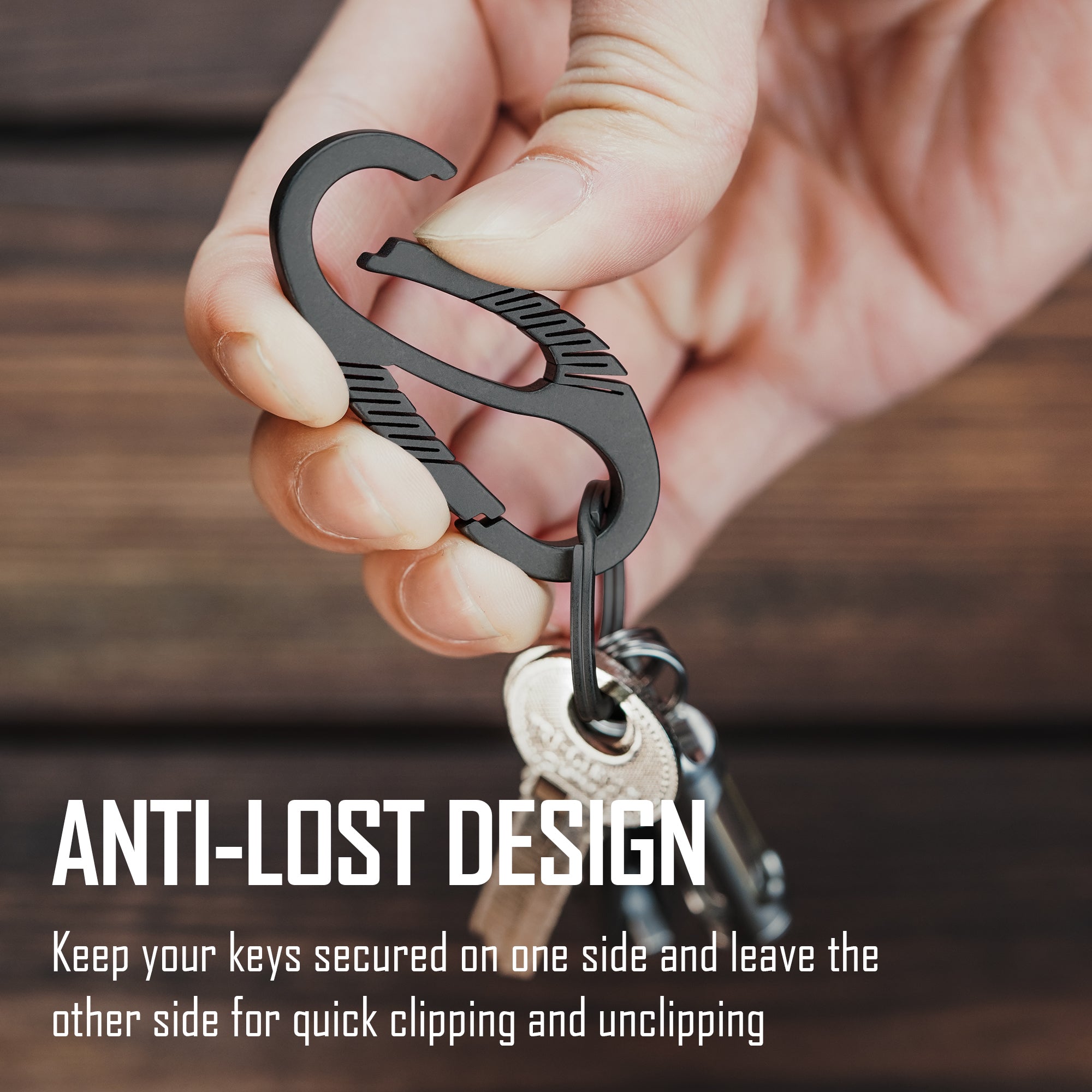 KM08 Titanium Carabiner Keychain Clip （BLACK）