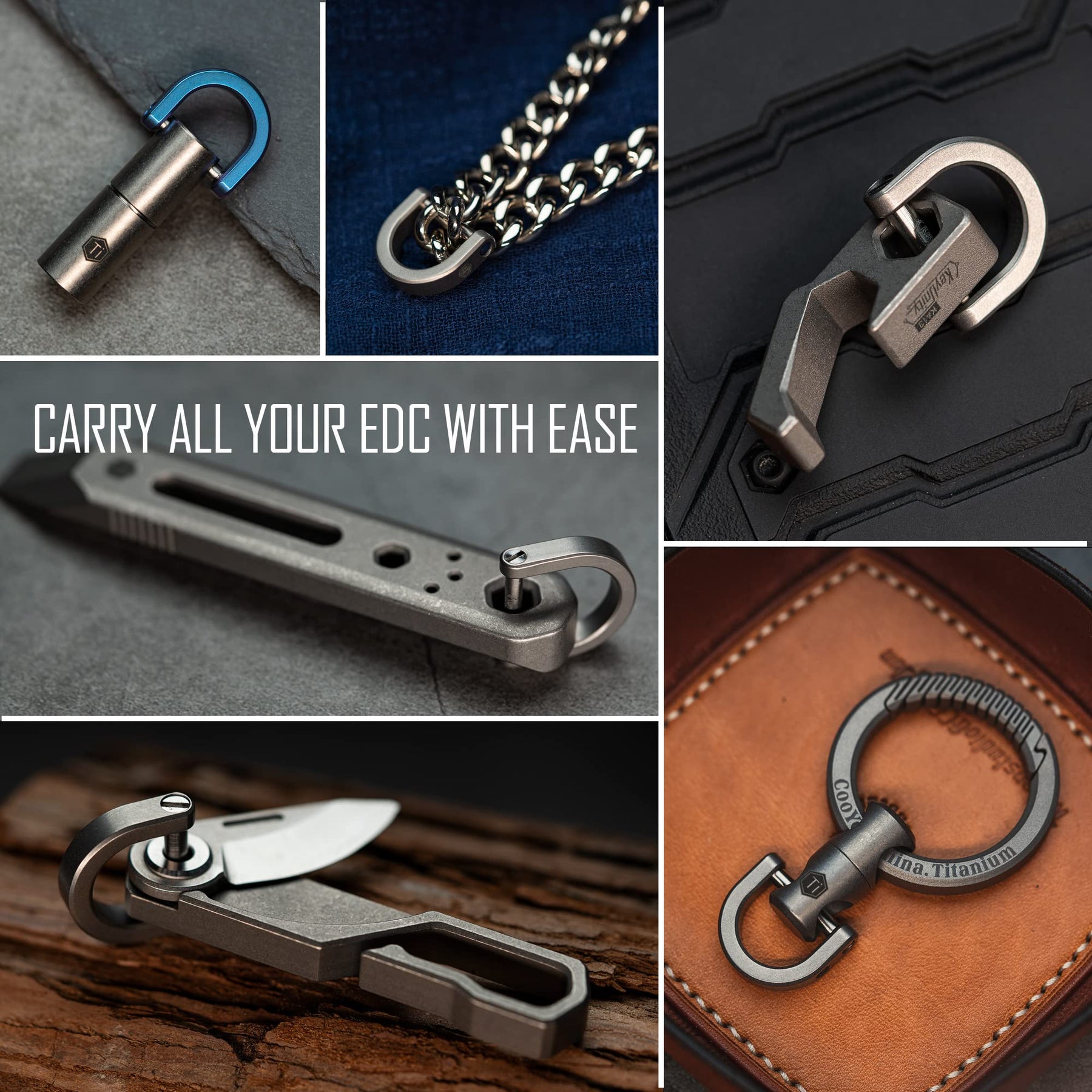 KM01 Titanium EDC Keychain Clip Set for Everyday Carry