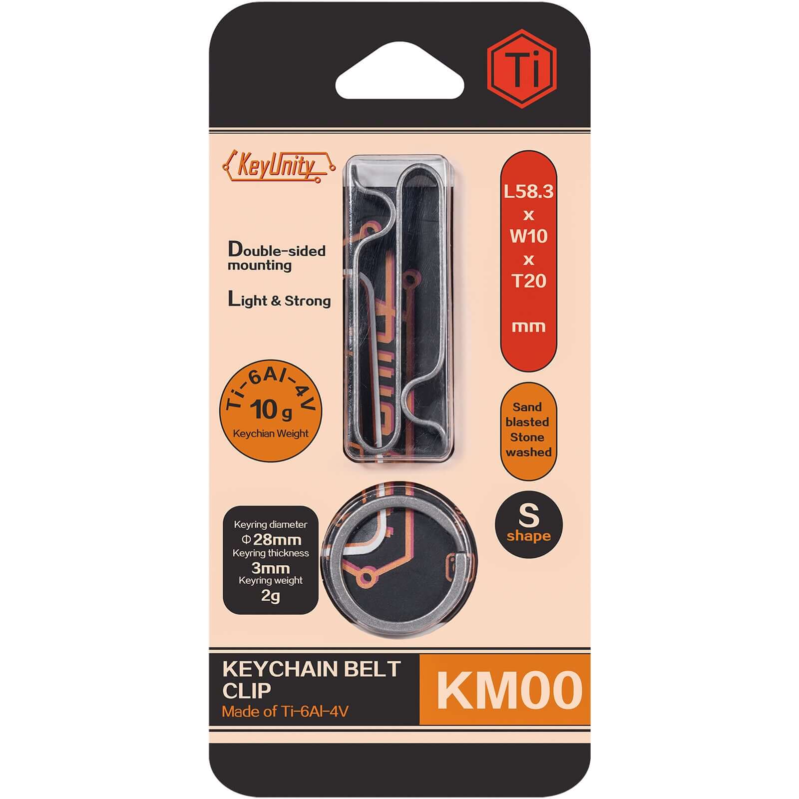 KeyUnity KM00 Titanium Belt Loop Keychain Clip Double Side
