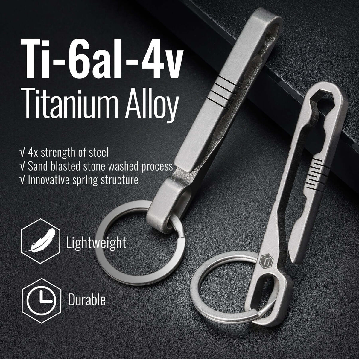 KM07 Titanium Belt Clip Keychain