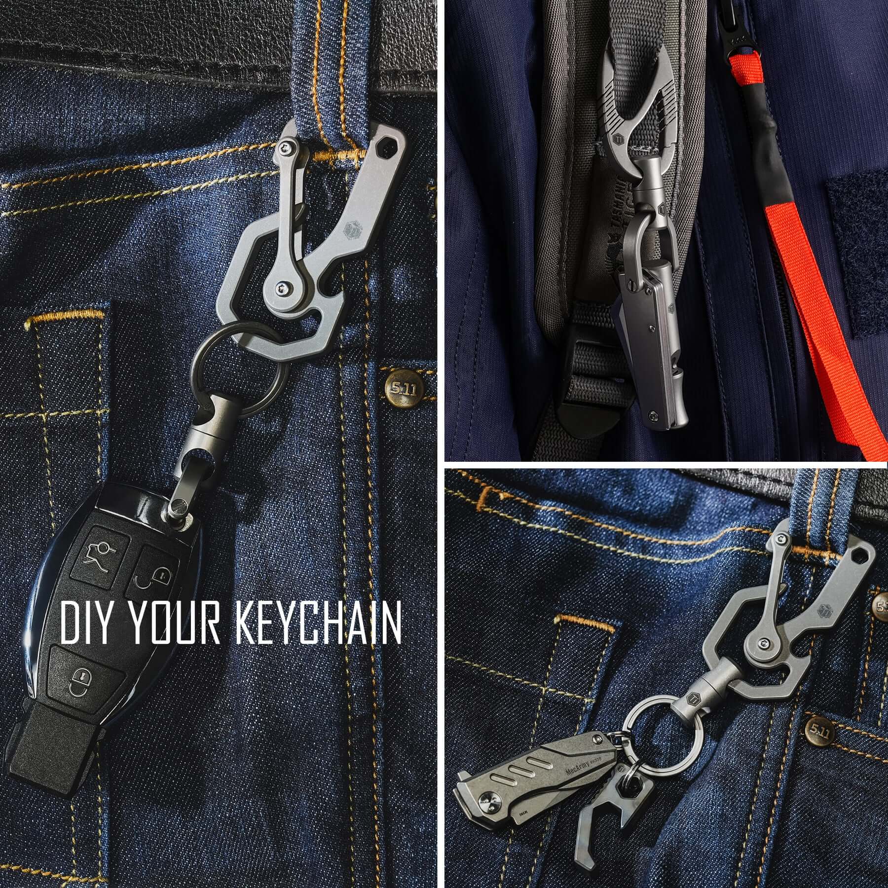 KeyUnity KM08 Titanium Carabiner Keychain Clip