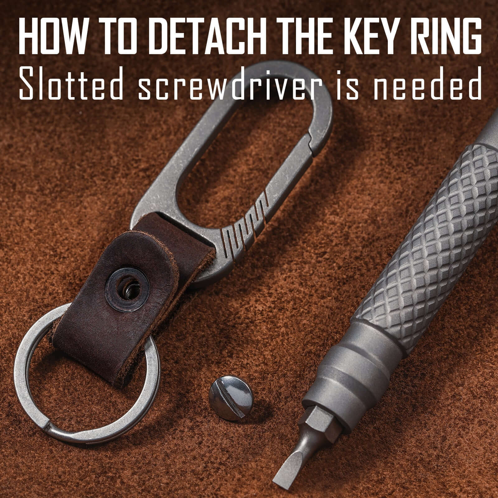 KeyUnity KM02 Titanium Alloy Keychain Clip with Leather