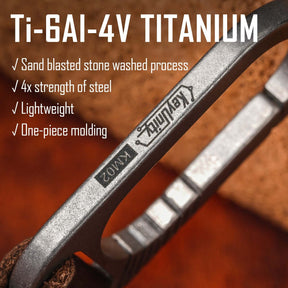KM02 Titanium Alloy Keychain Clip with Leather