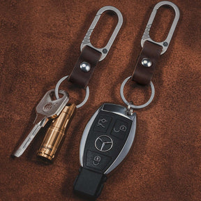 KM02 Titanium Alloy Keychain Clip with Leather