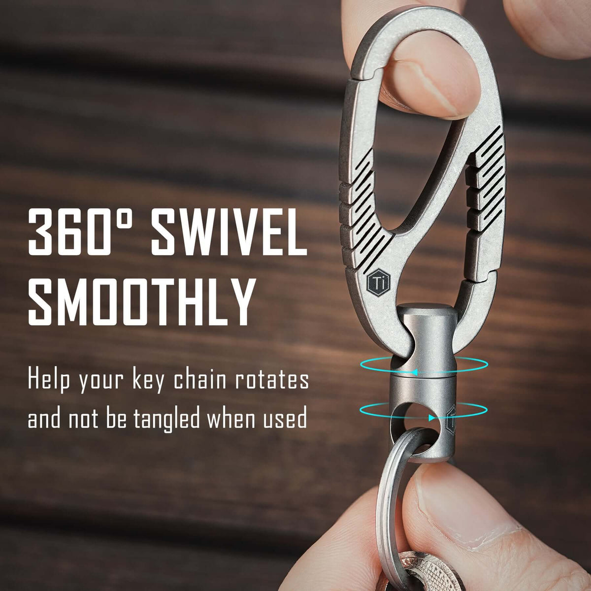 KeyUnity Swivel Keychain with D Ring Key Shackle, Titanium Rotatable Key  Organizer, KM13 