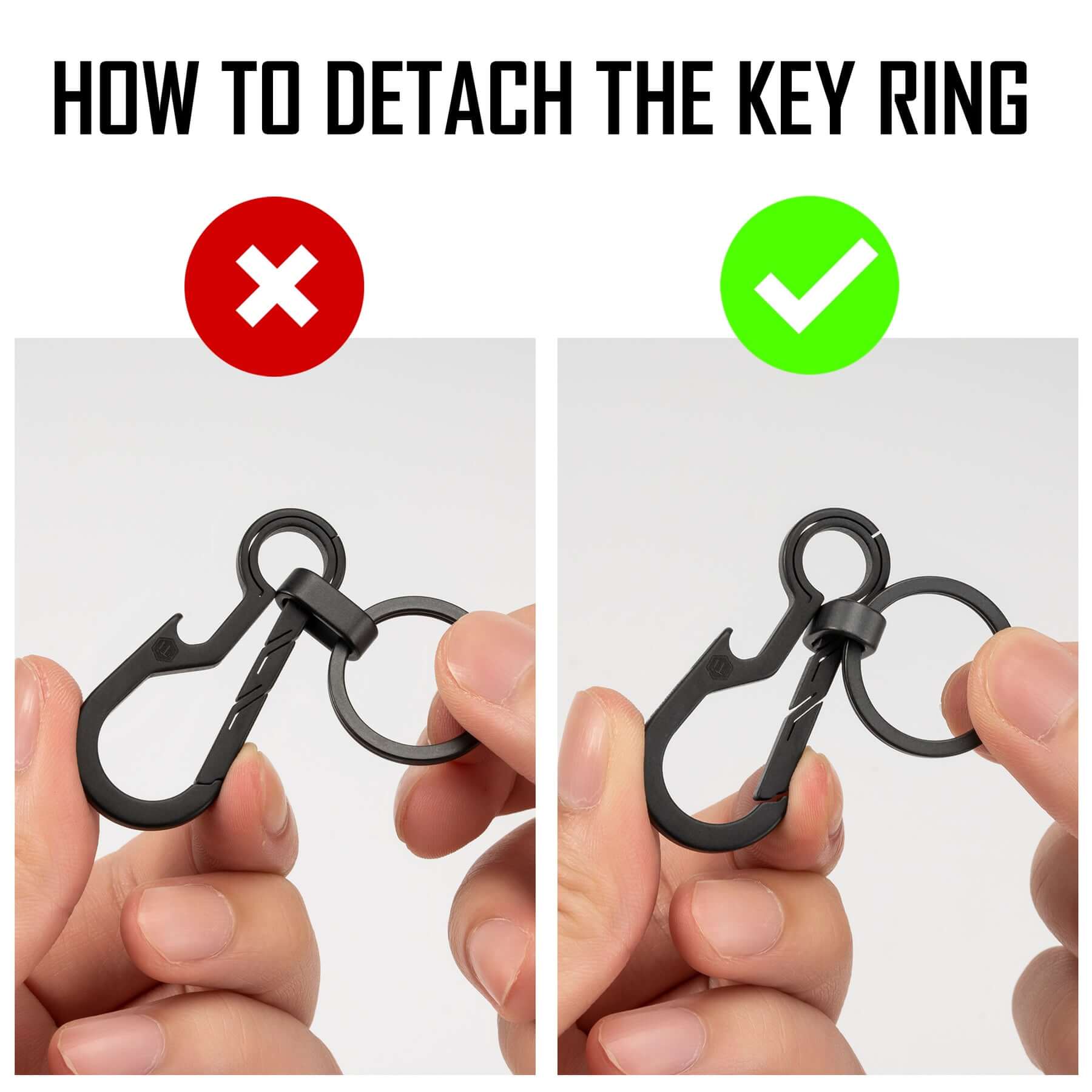 KM01 Titanium Alloy Keychain Clip with Bottle Opener （Black）