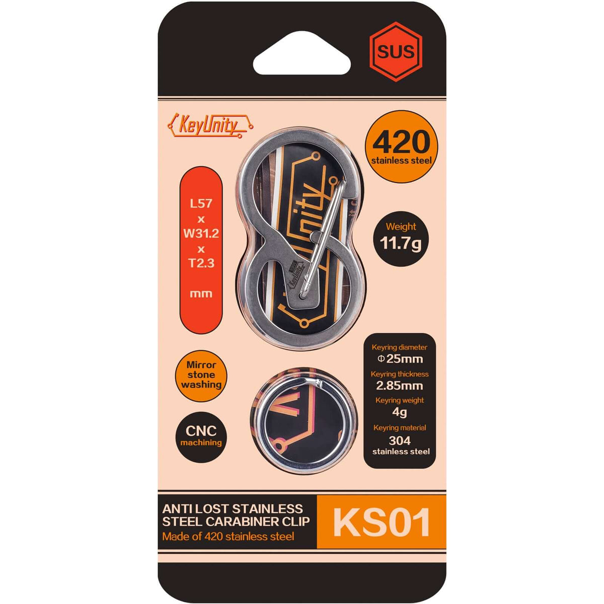 KS01 Quick Release Keychain Carabiner clip