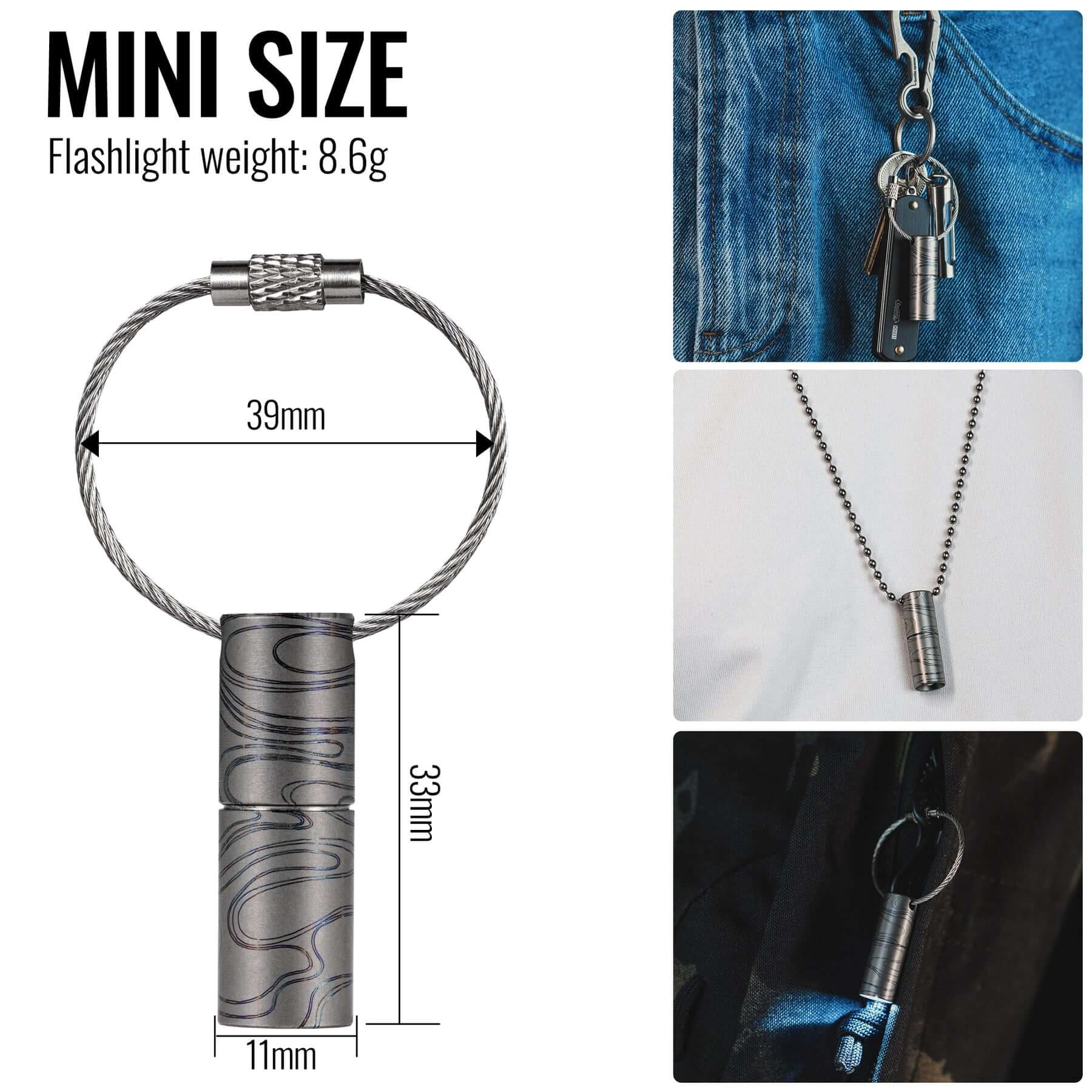 KF00 Titanium Alloy Mini Flashlight (Suminagashi Pattern)