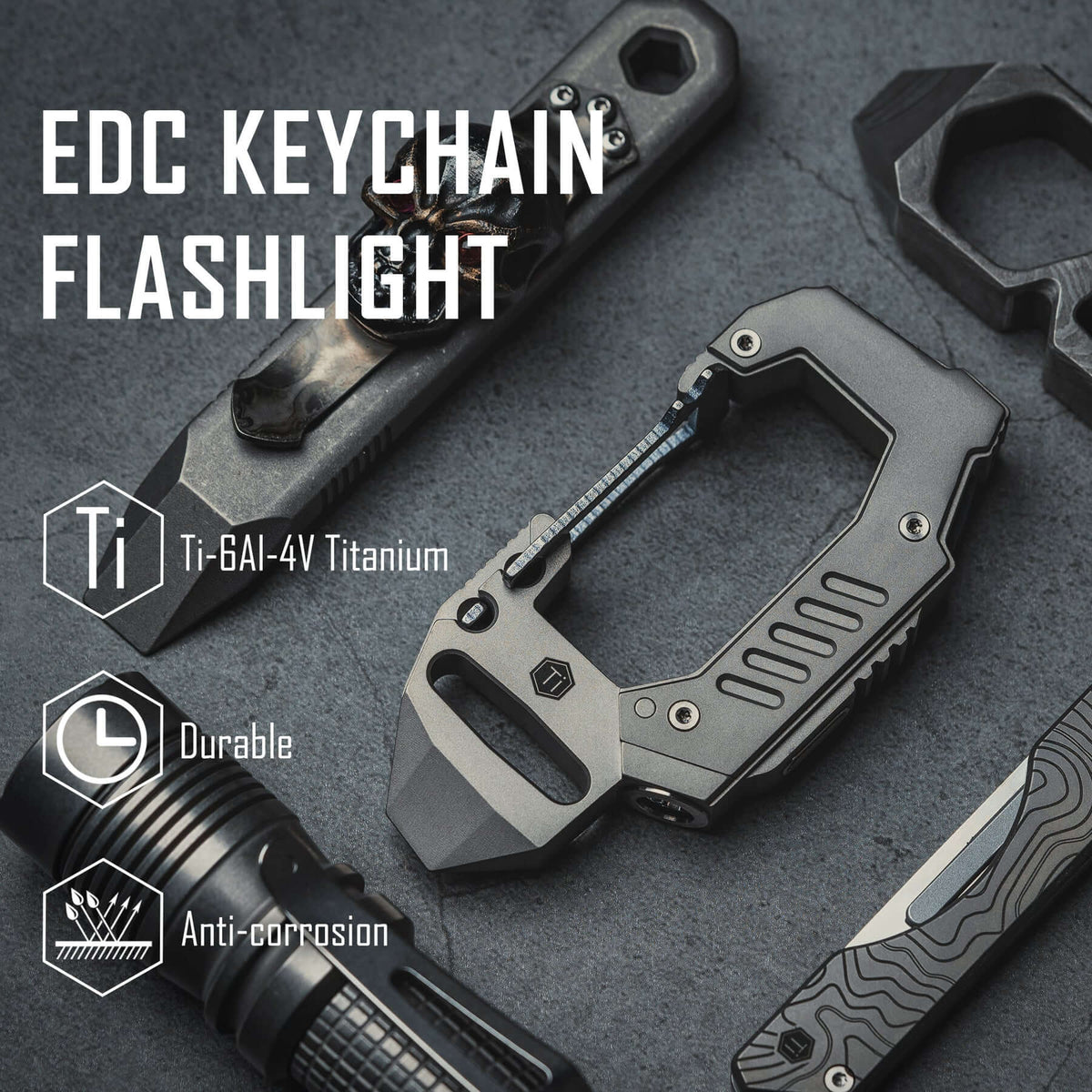 KF02 Titanium Carabiner Flashlight