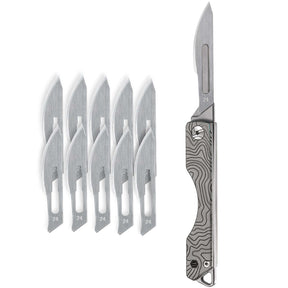 KK01 Titanium Folding Knife, Utility EDC Pocket Knife with #24 Replaceable Blade(Suminagashi Pattern)