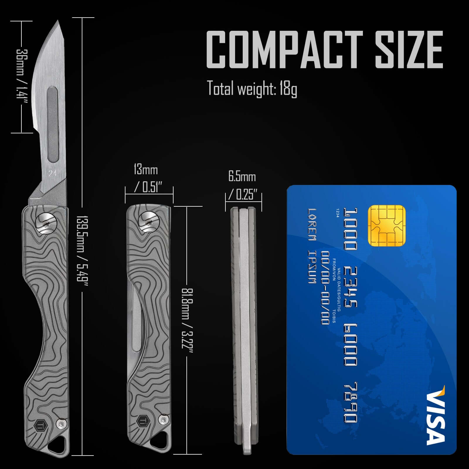 KeyUnity KK01 Titanium Folding Knife, Utility EDC Pocket Knife with #24  Replaceable Blade, for Outdoor Hunting, Camping, Fishing, Hiking for Men &  Women (Suminagashi Pattern)