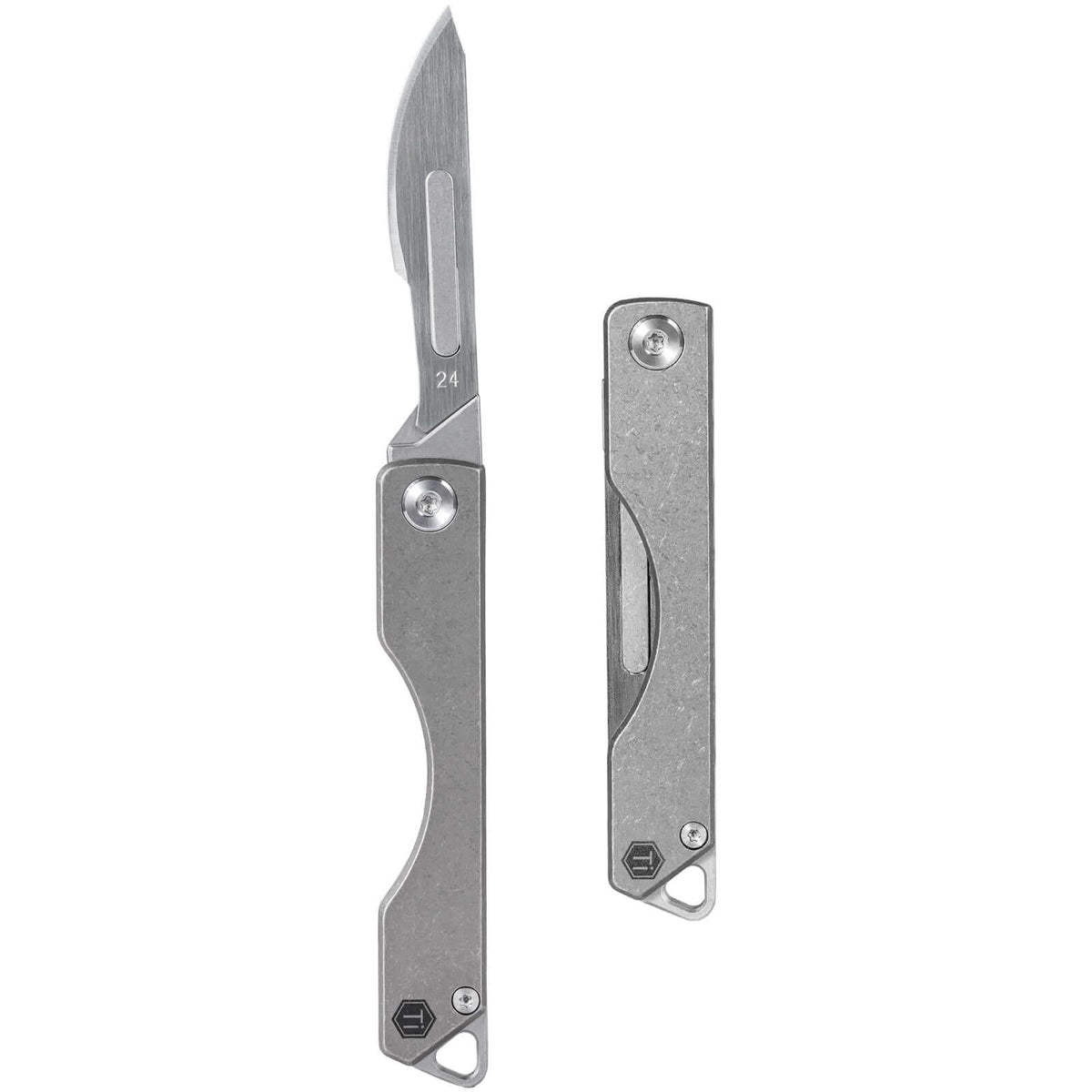 KK01 Titanium Pocket Knife & #24 Carbon Steel Scalpel Blades 10pcs Bundle