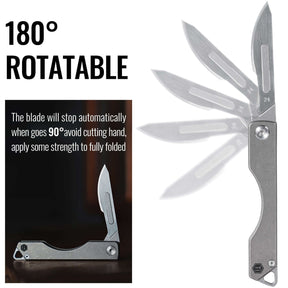 KK01 Titanium Pocket Knife & #24 Carbon Steel Scalpel Blades 10pcs Bundle