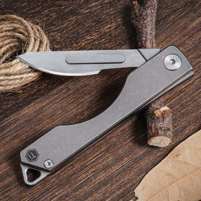 KeyUnity KK01 Titanium Pocket Knife & #24 Carbon Steel Scalpel Blades 10pcs  Bundle