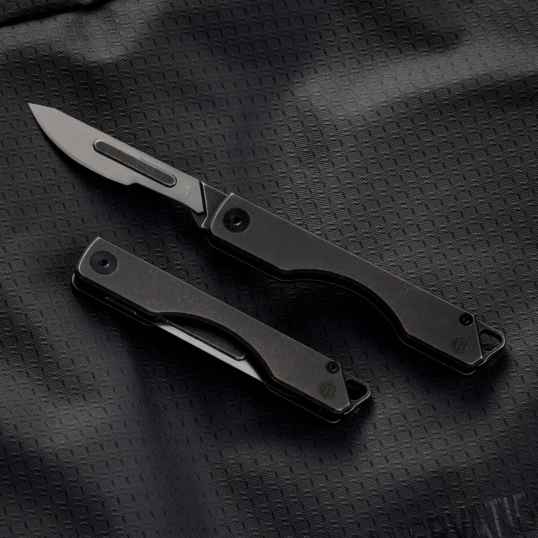 KK01BK Titanium Folding Knife, Utility EDC Pocket Knife with #24 Replaceable Blade (PVD Black)