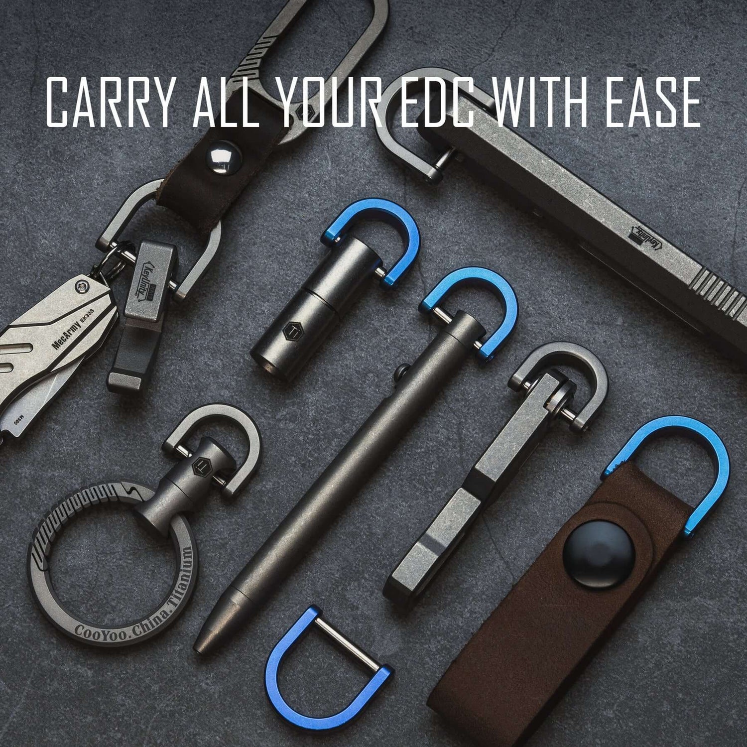 KeyUnity KA17 Titanium D Shaped Key Ring