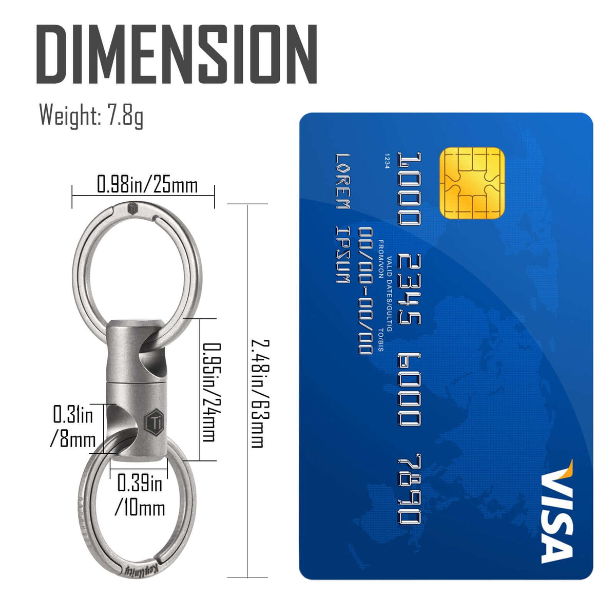 KeyUnity KA15 Titanium Alloy Keychain Key Ring Connector