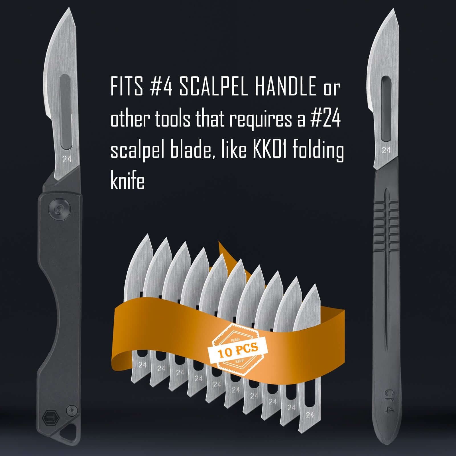 KeyUnity KK01 Titanium Pocket Knife & #24 Carbon Steel Scalpel Blades 10pcs  Bundle