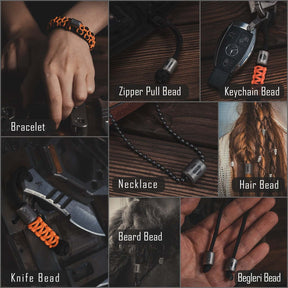 KA01 Ti-6Al-4V Bead-2 Pcs Knife Landyard Beads Outdoor EDC Accessories for Bracelet Necklace Mini Flashlight Backpack Keychain