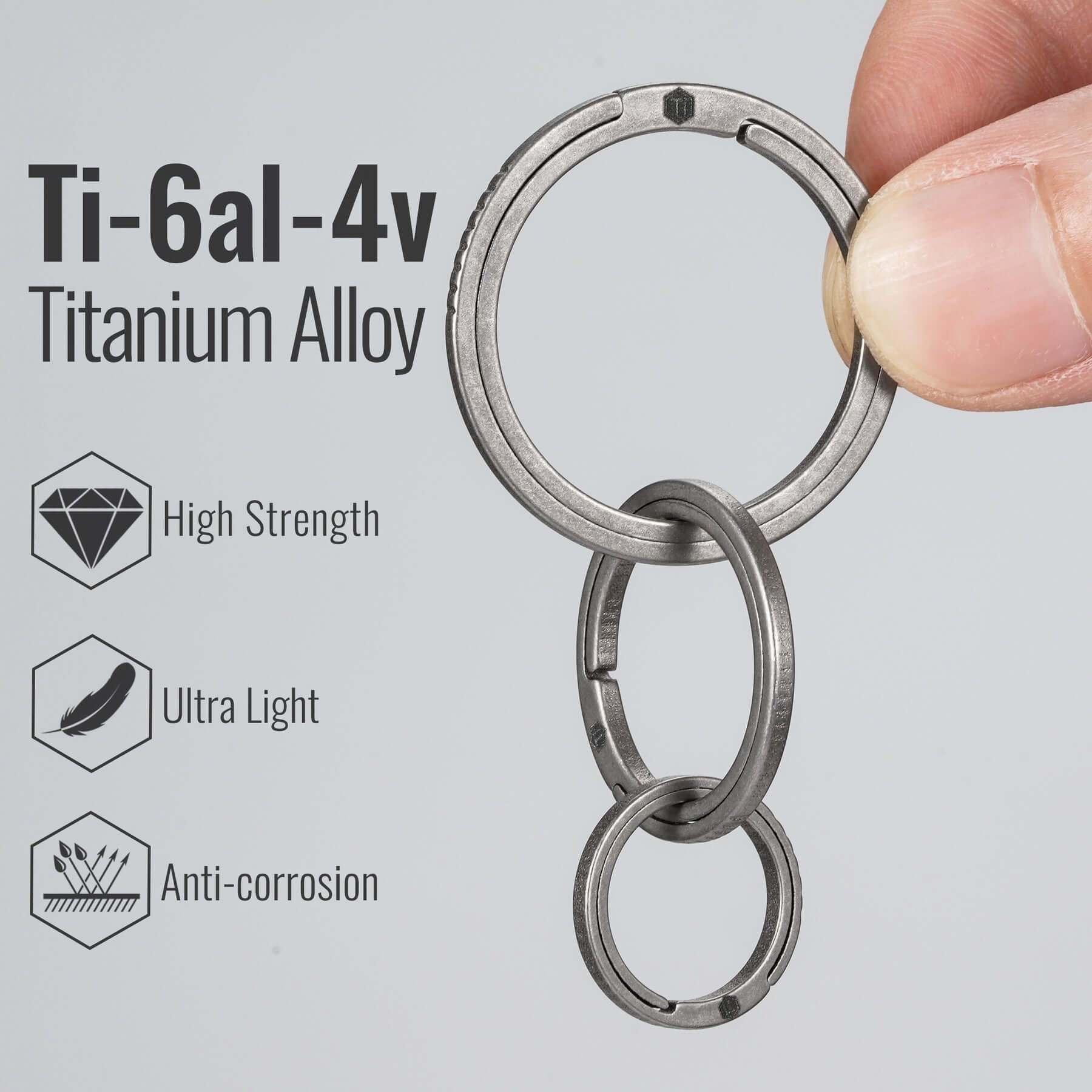 KA02 Titanium Alloy Key Ring Set (3 Pcs Set)