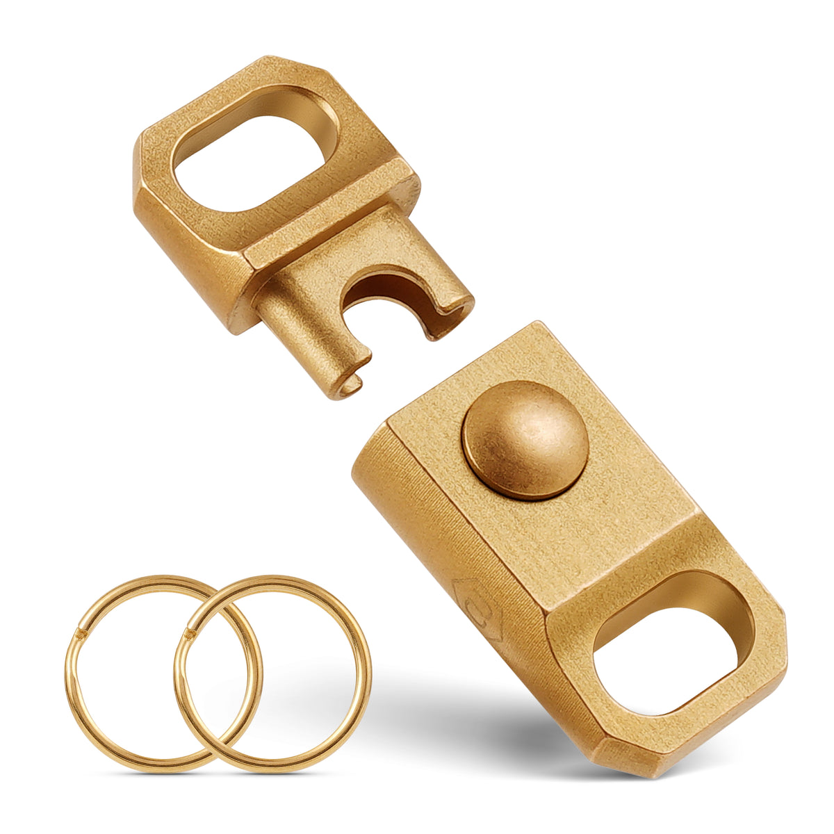 KA63 brass quick release keychain with two brass key rings