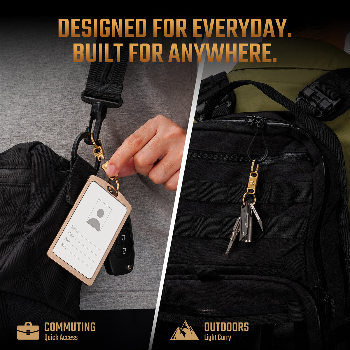 KA63 brass quick release keychain used for commuting and outdoor carry