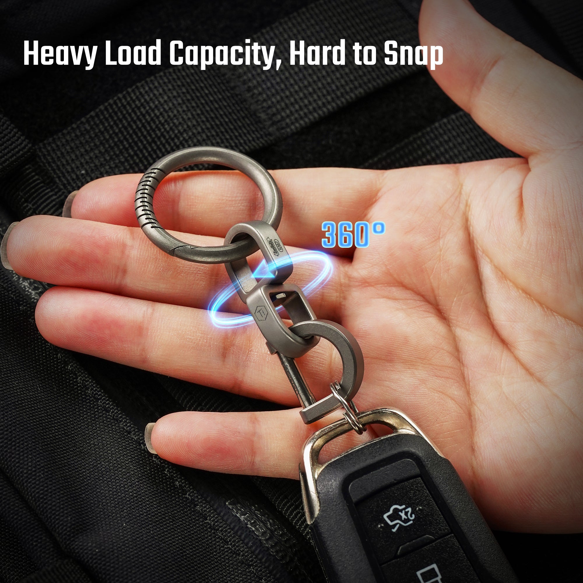 KA67 titanium swivel connector attached to a car key