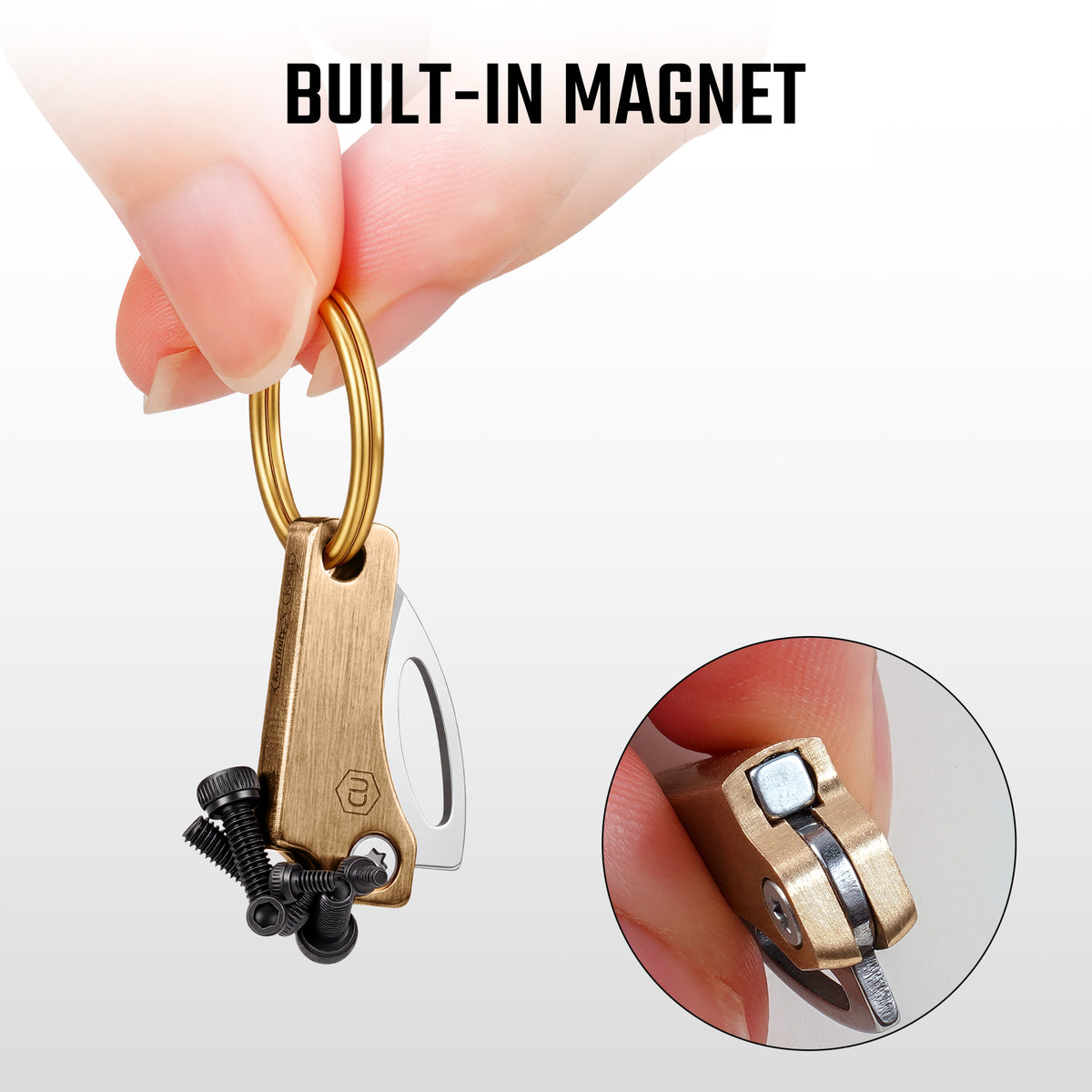 Built-in magnet on the KK21 brass mini folding knife