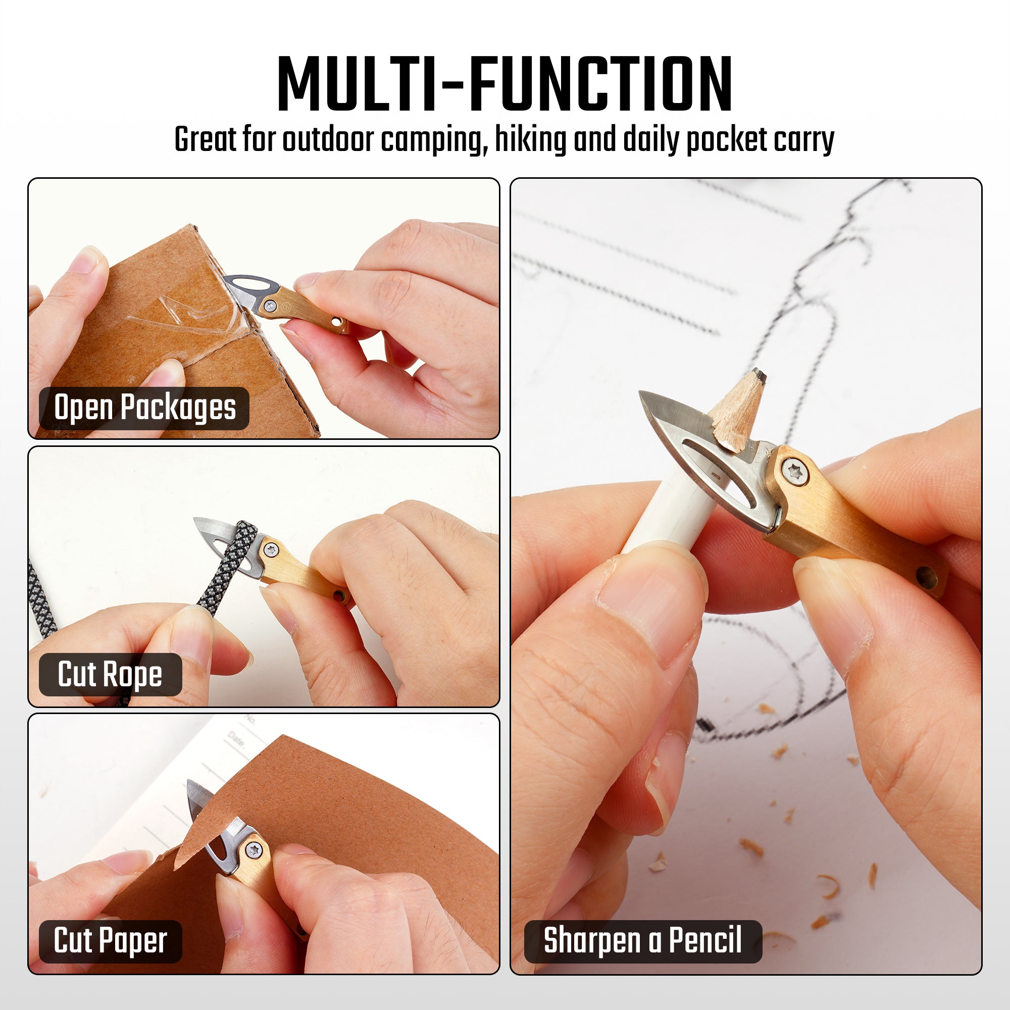 KK21 mini folding knife used for packages, rope, paper and pencil sharpening