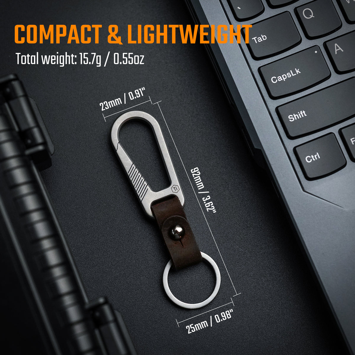 titanium carabiner keychain dimensions with 3.62 inch overall length and 0.55 oz weight