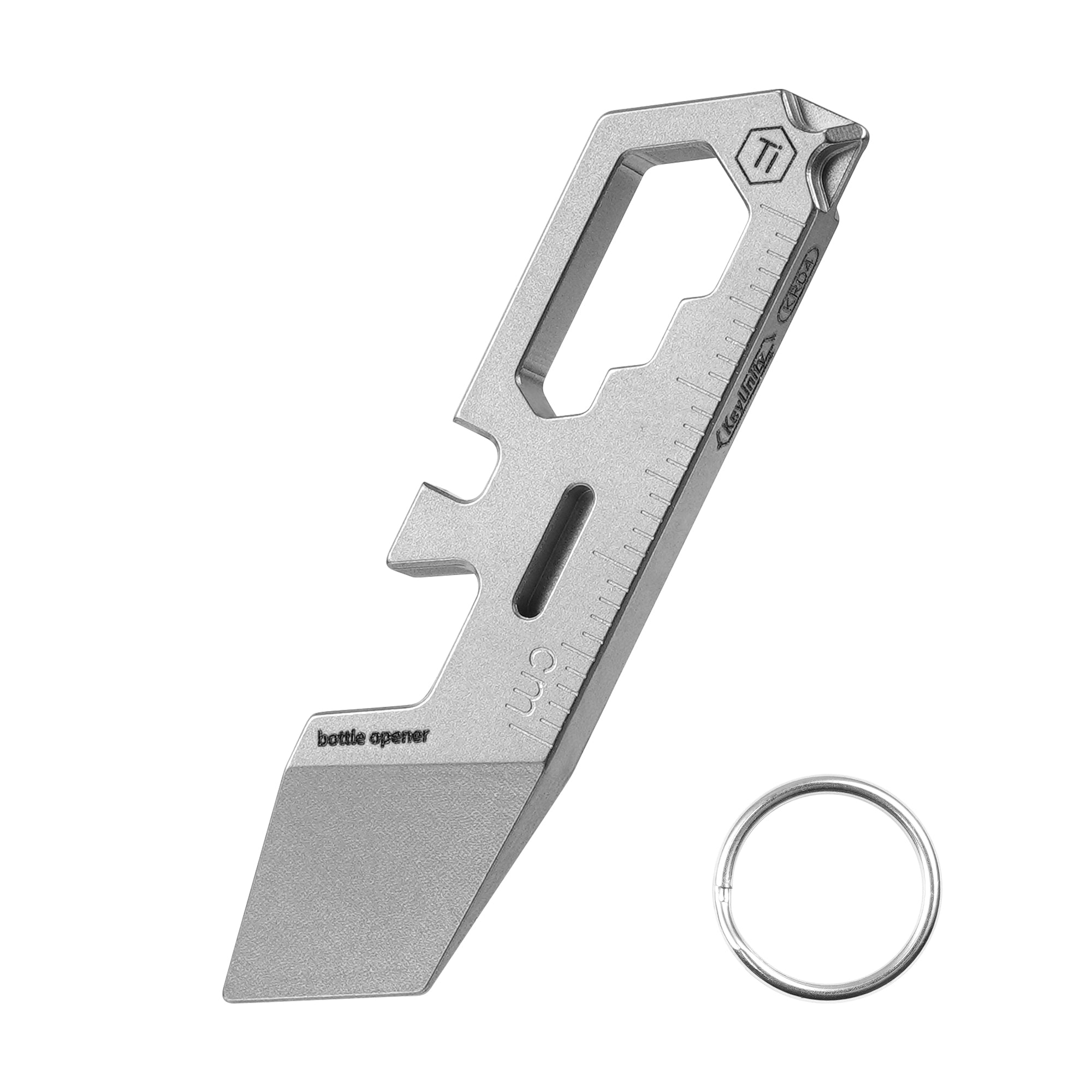 KR04 titanium mini pry bar with steel split ring